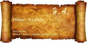 Héber Aladár névjegykártya